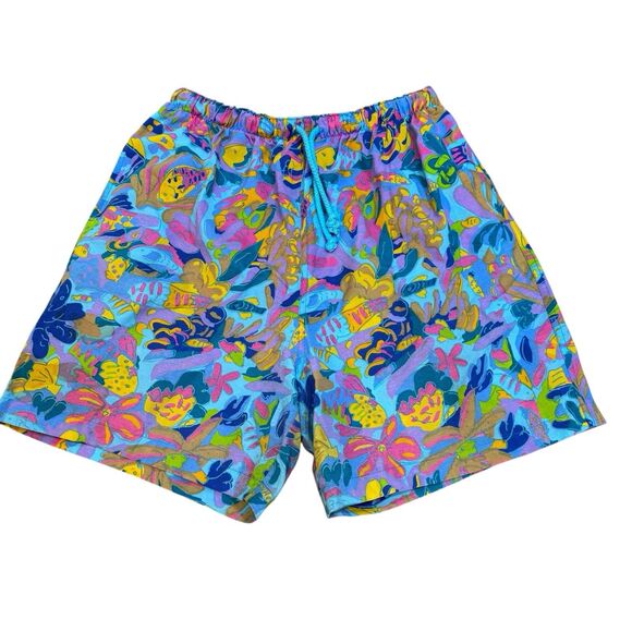 Vintage Ken Done Men’s Swim Shorts Size L Large Tropical Print Made in USA RARE
